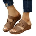 thumbnail image 5 of Viluyesy Women's Wedge Sandals, Arch Support Soft Sole Floral Hollow Up Casual Comfortable Slip-On Slides Shoes Brown, 5 of 9
