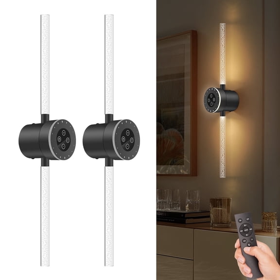 FRIDEKO HOME 10000mAh Battery Operated Wall Sconces Set of 2, USB Rechargeable LED Wall Mounted Lights with Remote ＆ Touch Control, 30 inch Acrylic Light Tube, 3 Color Temperature