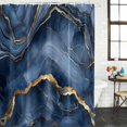 thumbnail image 3 of Navy Blue Marble Waterproof Fabric Shower Curtain, Modern Contemporary Art Waterproof Fabric Shower Curtain for Bathroom Curtains Bathtubs Hotel Washable Shower Curtains with 12 Hooks Small 36x72in, 3 of 8