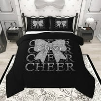 Manfei Kawaii Grey Bow 3-Piece Full Size Comforter Sets for Teens Children Girls,Bling Glitter Bedding Comforter Set,Girly Dreamy Dance Lightweight Bedding Sets,Luxury Bedroom Decor,Reversible