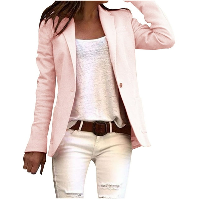 zanvin Blazer Décontracté pour Femme, Ouvert à l'Avant, Manches Longues, Col à Revers, Veste de Travail/bureau, Rose, G