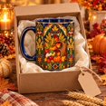 Cornucopia Layout Accent Mug Harvest Stained Glass Cornucopia Design for Fall Coffee and ...