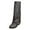 Grey, variant on Knee High Boots for Women Almond Toe Pull-on Wedge Heel Knee Shark Boot With Round Buckle Padlock Design Wide Calf Fashion Boots Shoes