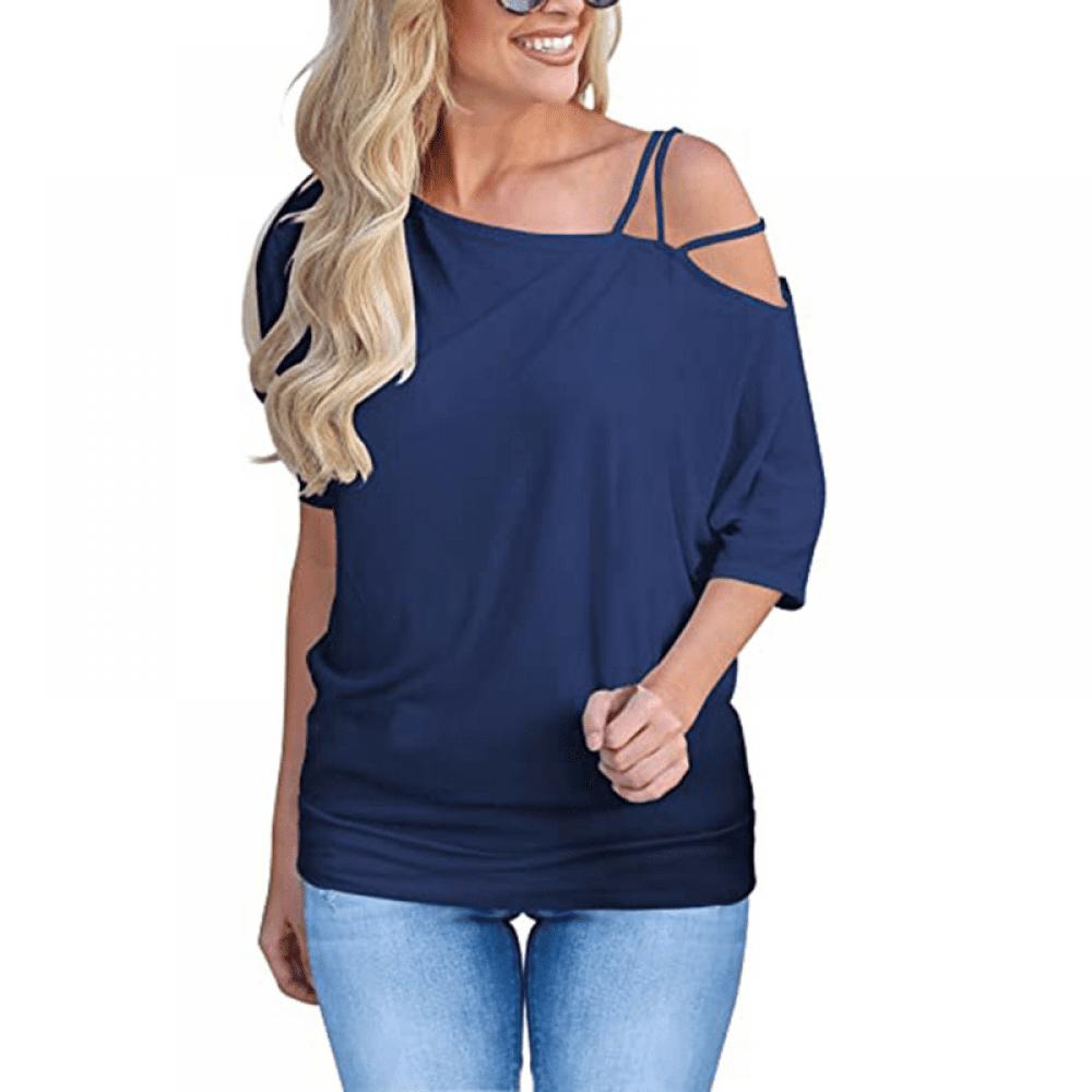 Xpenyo Women Short/Long Sleeve Tops Solid Color Summer T-Shirt Long Tunic Casual Blouse Round Neck Hanky Hem Loose Tops for Ladies 