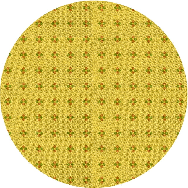 Ahgly Company Tapis Rond Lavable en Machine Intérieur Transitionnel Jaune Doré, 5 Pieds Rond