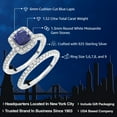 thumbnail image 2 of Gem Stone King 925 Sterling Silver Ring 1.52 Cttw 6mm Cushion Lapis and Moissanite, 2 of 6