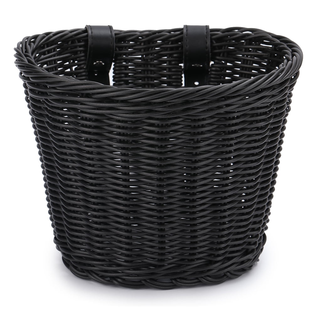 Bicycle Handlebar Wicker Basket Front Track Bike Willow Box With Lid And Handle 