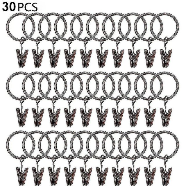 30 piezas de anillos de cortina con clips, ganchos de clips de cortina resistentes con tensión