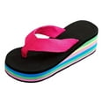 thumbnail image 4 of Beach Flip Flops for Women Indoor Outdoor 2025 Summer Casual Rainbow Chunky Platform Dress Slip on Sandals, 4 of 7