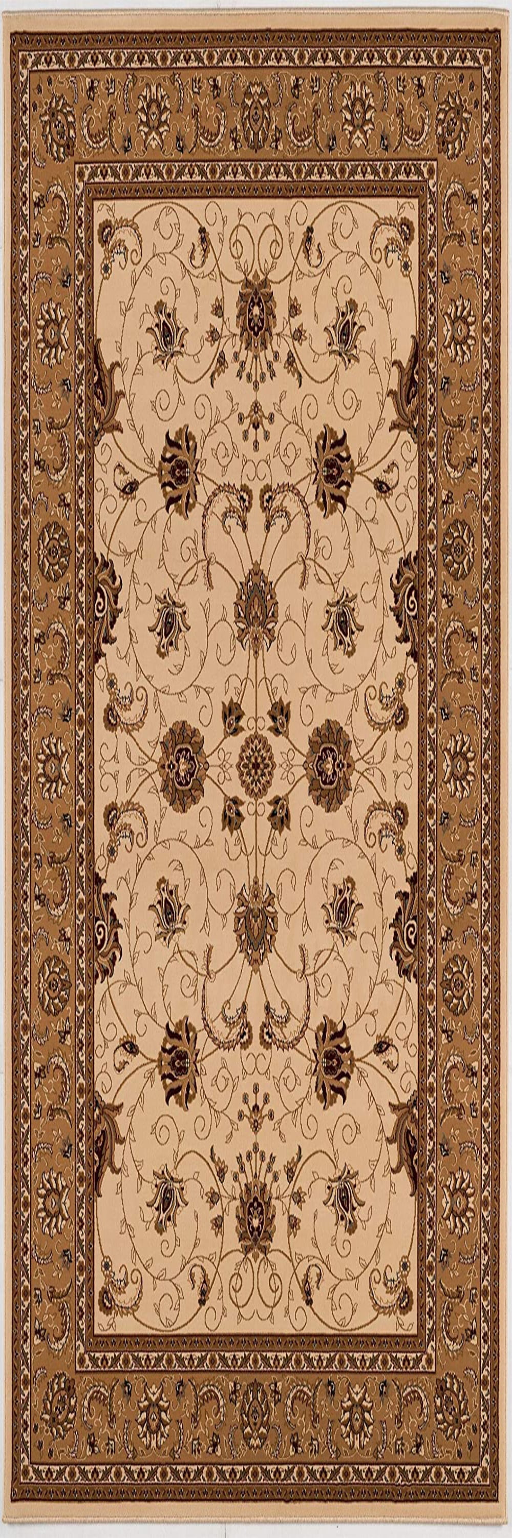 Tapis d'intérieur persan Rug Branch Majestic 2' x 11' (taille exacte : 2'3" x 11'), beige crème, style traditionnel - Entrée, couloir, salle de bain et cuisine