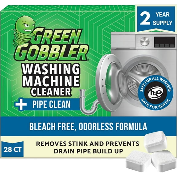Premium Washing Machine Cleaner & Deodorizer Tablets with Pipe, Drain & Hose Clean Technology | Front & Top Load Washers | 28 Count