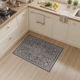 thumbnail image 2 of ODIKA 3'x5' Washable Area Rug Non-Slip, Flatweave, Easy Care Floral Emblem Design Featuring Mauve Blossom Motifs And Decorative Frame for Hallway, Laundry Room, 2 of 7