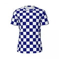 thumbnail image 4 of T Shirt For Men Blue And White Checkerboard Sports T-Shirt Racing Flag Checkered Popular T-Shirts Me, 4 of 7