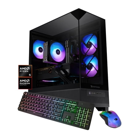 iBUYPOWER Element SE Gaming PC Desktop Computer AMD Ryzen 5 5500 CPU, AMD Radeon RX 6500XT 4GB GPU, 16GB DDR4 Non-RGB 3200MHz RAM, 1TB NVMe SSD, Windows 11 Home, Gamer Keyboard and Mouse -ESA5R65XT03