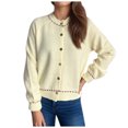 thumbnail image 2 of Jjayotai Women's Elegant Button Up Cardigan Sweaters Clearance, Casual Cropped Knitted Sweater Chunky Open Front Outerwear Khaki S, 2 of 8