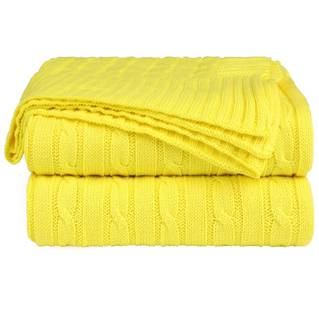 Unique Bargains Cotton Blanket Decorative Cable Knitted Throw Soft Knit Blankets