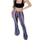 thumbnail image 1 of Pantalones acampanados elásticos de cintura alta con estampado bohemio para mujer, pantalones acampanados rectos informales y adelgazantes con estampado floral retro, 1 of 7