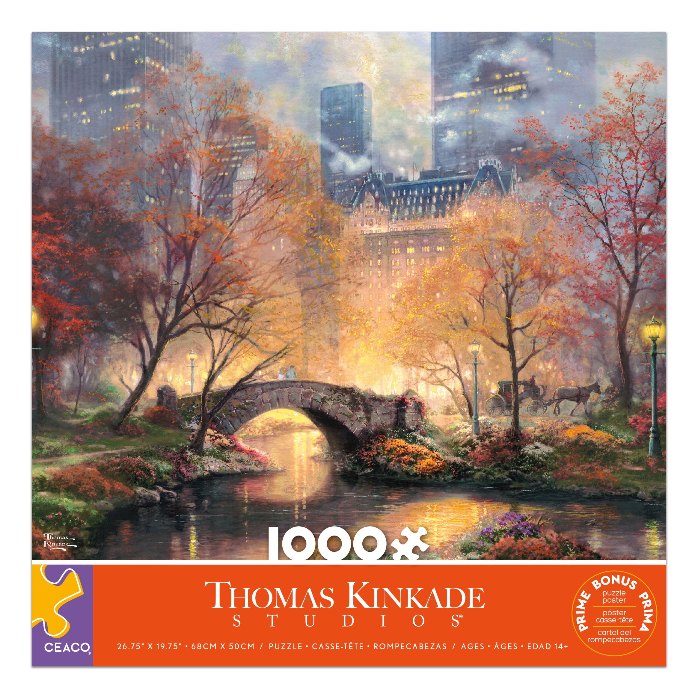 Puzzle en bois de 1000 pièces Ceaco Thomas Kinkade Central Park en automne pour adultes à partir de 14 ans