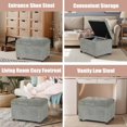 thumbnail image 6 of 24'' Ottoman with Storage, Upholstered Storage Ottoman Stool, Velvet Tufted Cube Footstools Small, Hinged Foot Rest Stool for Living Room, Bedroom, Light Grey, 6 of 8
