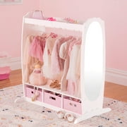 Guidecraft Kids' Dress Up Storage - White: Pretend Play Wardrobe, Costume Armoire and Clothes Organizer with Mirror and Clothing Rack