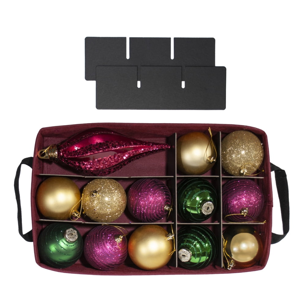 612 Vermont Christmas Ornament Storage Box with 4 Removable Trays, Holds 60 - 3" Ornaments, 16.25" x 10" x 13"