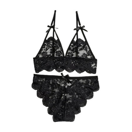 

Women Lace Push Up Sexy Sheer Lingerie Bra Knicker Thong Underwear Underpant Set