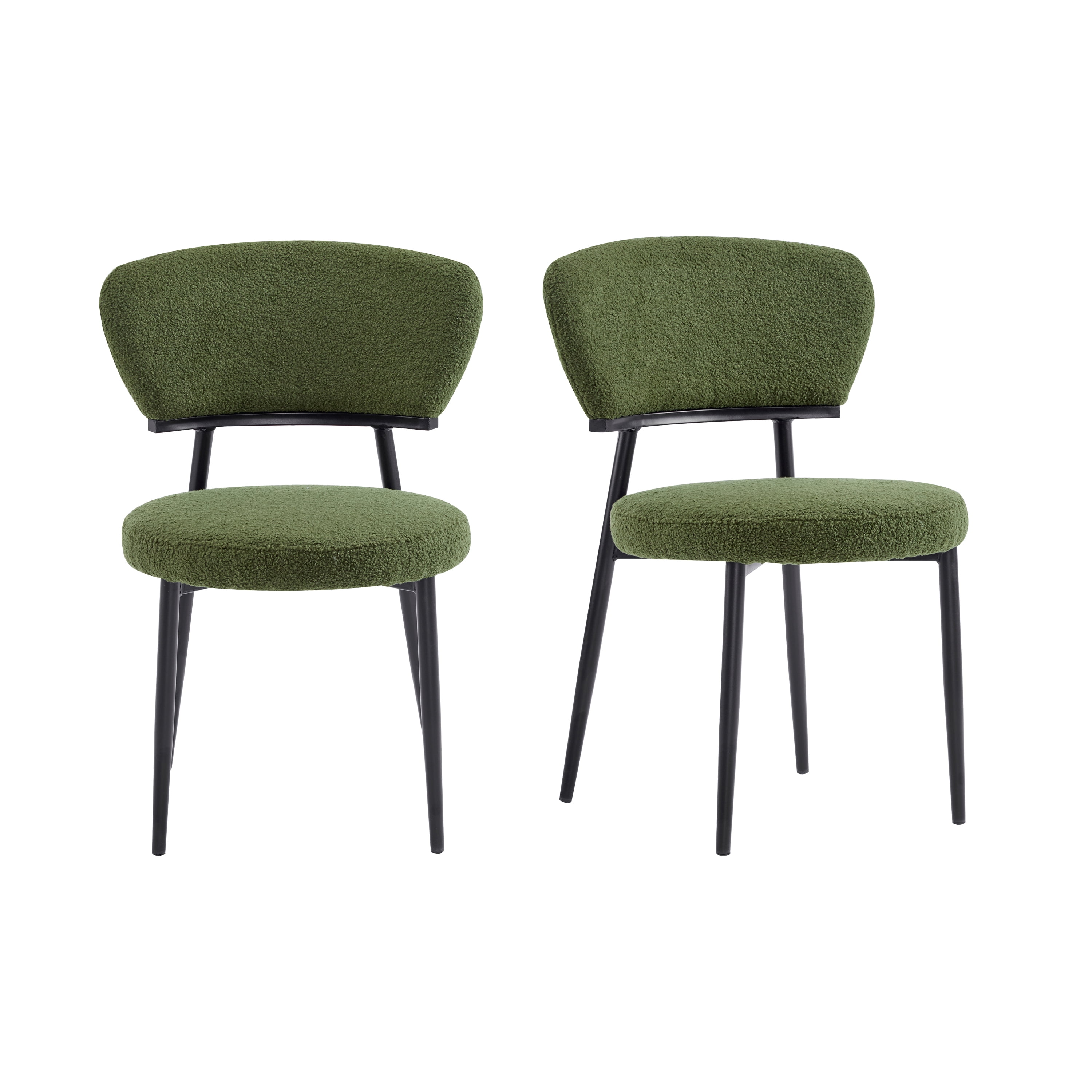 EUROCO Upholstered Dining Chairs Set of 2, Modern Accent Chair Armless,Side Chair for Kitchen Living Room,Green