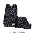 thumbnail image 2 of 3Pcs Bow Print Backpack, Water Resistant School Backpack with Shoulder Bag&Storage Bag, Lightweight Breathable Laptop Bag for Outdoor Travel (Black), 2 of 8