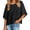 Black, variant on Women's Casual Loose Fit 3/4 Bell Sleeve Crew Neck Cotton Blend T-Shirt Tops,Blue,L
