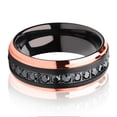 thumbnail image 2 of Rose Gold Wedding Ring,CZ Wedding Ring,Black Tungsten Ring,Engagement Ring,Anniversary Ring,Man Woman, 2 of 4