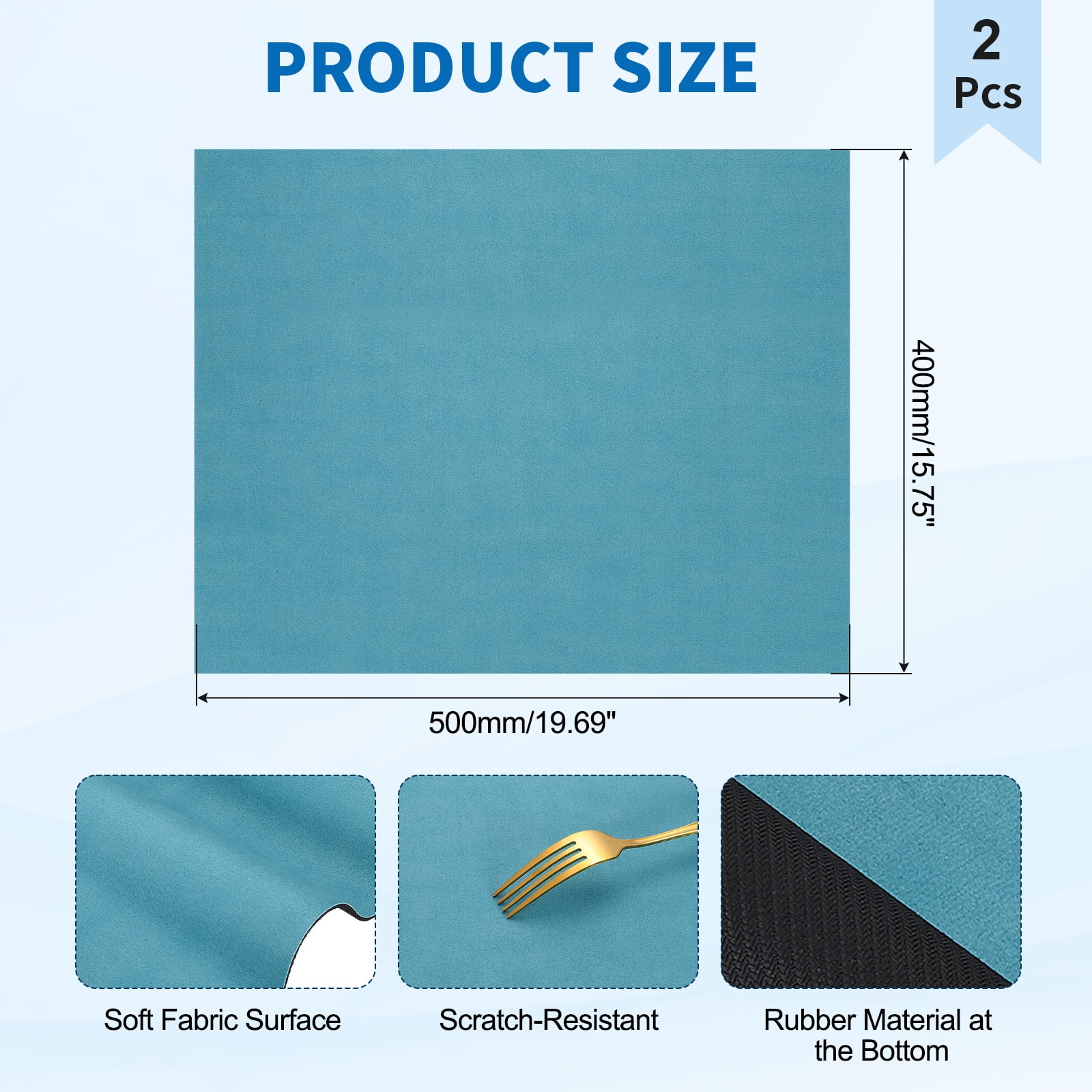 Washer and Dryer Top Protector Mat 20" x 16", 2Pack - Non-Slip, Quick Drying Rubber Washing Machine Top Cover Pad for Home Kitchen Laundry Room, Blue