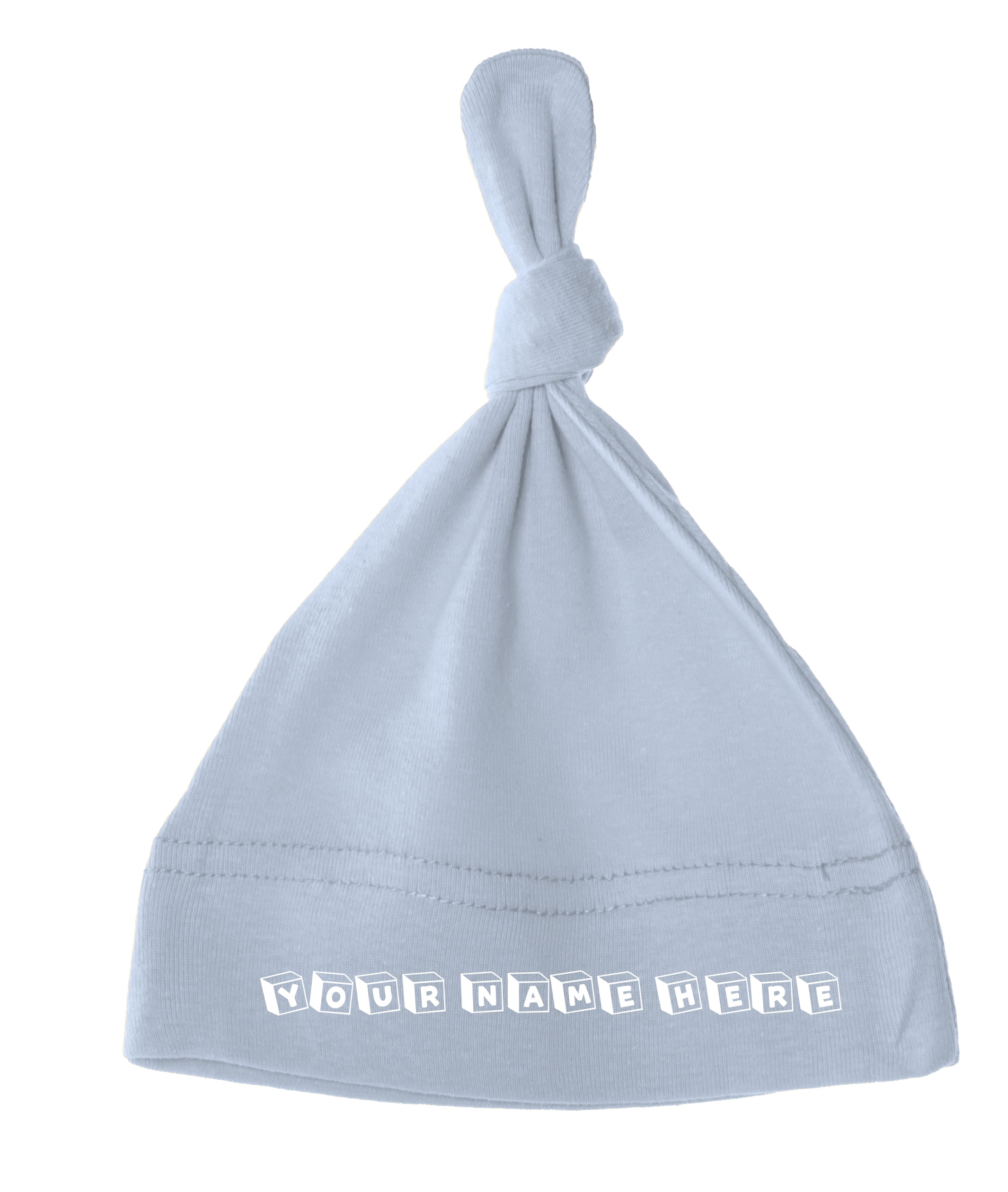 Personalised Baby newborn Hat Beanie Knot Cotton 0-6 Month Pink Blue White gift 