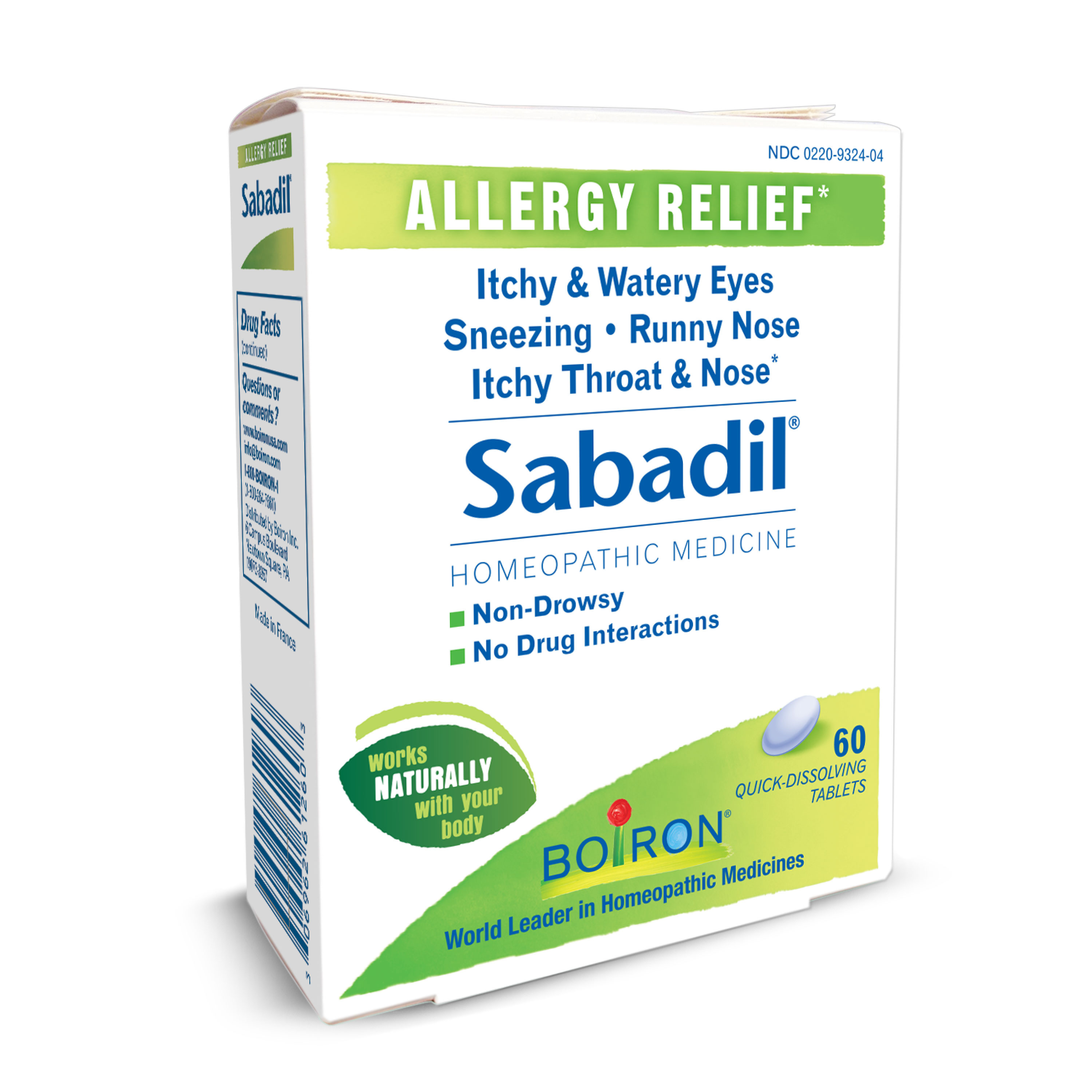 Boiron Sabadil Allergy Relief Tablets, 60 Ct - image 2 of 3