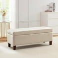 thumbnail image 2 of Ornavo Home Storage Ottoman Bench Upholstered Rectangle Storage Ottoman with Hinge Lid for Entryway, Bedroom, Living Room, Velvet Cream, 2 of 7