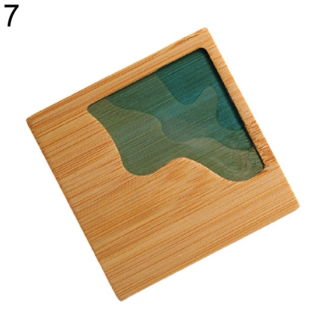 ENJOYW Résine Époxy Transparent Tampon d'Isolation en Bambou Paysage Porte-Gobelet Tapis Tampon d'Isolation