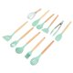 thumbnail image 2 of Juego de utensilios de cocina de 12 piezas Juego de utensilios de cocina de silicona con soporte Mango de madera para artículos esenciales para el hogar Utensilios de cocina antiadherentes Verde, 2 of 10