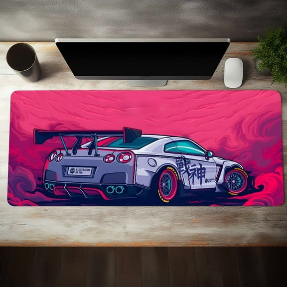 Cool Pink Racing Sports Car Large Gaming Mouse Pad - Non-Slip, Aesthetic Desk Mat For Gamers & Office Use - Perfect Birthday Gift For Teens, Friends, And Boyfriends