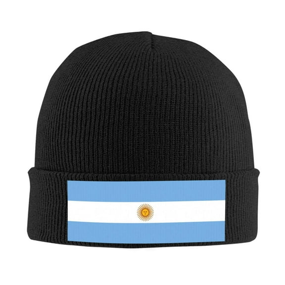 Flag Of Argentina Beanie Hat Knit Hat Skull Cap for Men Women Winter Hat Black