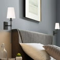 thumbnail image 5 of Kira Home Torche 20" Wall Sconce, Tapered White Linen Shade, Candle Wall Light, Elongated Tail, Oil Rubbed Bronze, 5 of 8