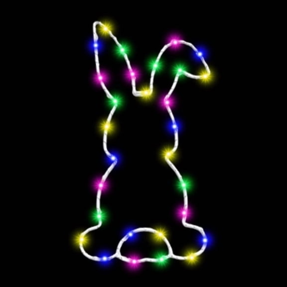 QuanTara Easter LED Window Light, Battery Operated Bunny Shape Hanging Decoration with Remote & Timer, 8 Modes Warm White Waterproof Indoor Outdoor Easter Lighting