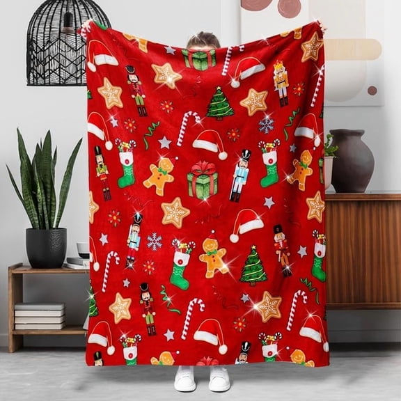 Nutcracker Throw Blanket Perfect New Year Home Gift Cookie Star Design Ultra Soft Comfortable Ideal Present For Family Friends Complete With Festive Decor Warmth