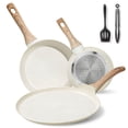 thumbnail image 1 of Juego de 5 piezas de Sartenes y Crepera, Batería de Cocina de Granito, Sartenes Antiadherentes, Libre de PFOS y PFOA, Apto Todo Tipo de Estufas (Crepera 28cm y Sartén 20cm/24cm) Blanco, 1 of 7