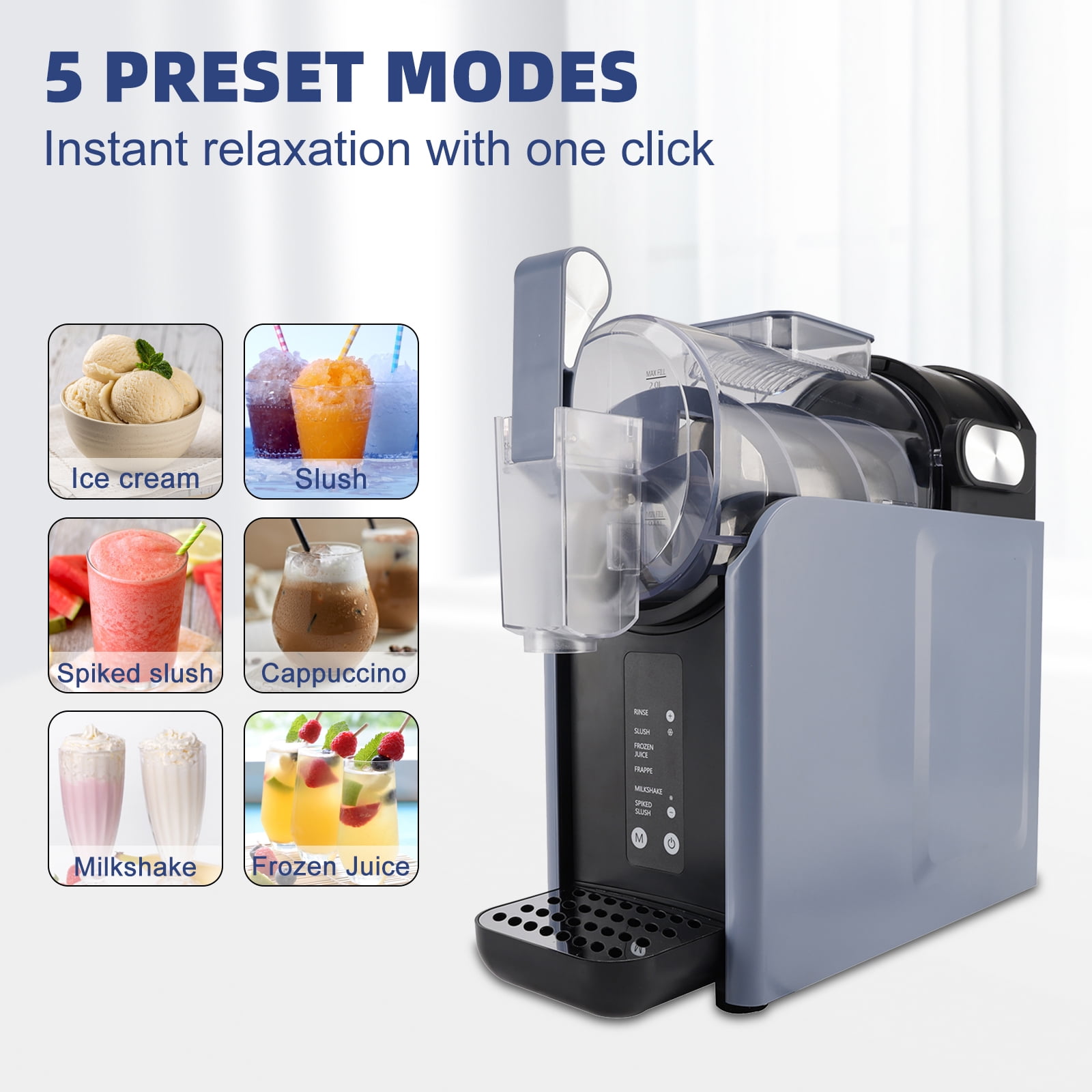 2L 68oz Slushy Machine No Ice Needed Frozen Drink Maker Auto Cleaning 5 Preset Programs Rapid Freezing, Frozen Margaritas, Milkshake, and More