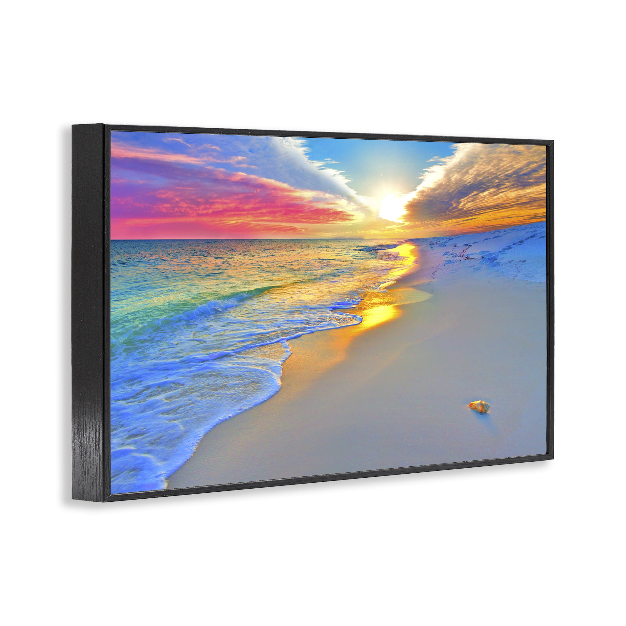 Stupell Industries Prismatic Rainbow Sunset Beach Black Framed Giclee Art, design by Eszra Tanner