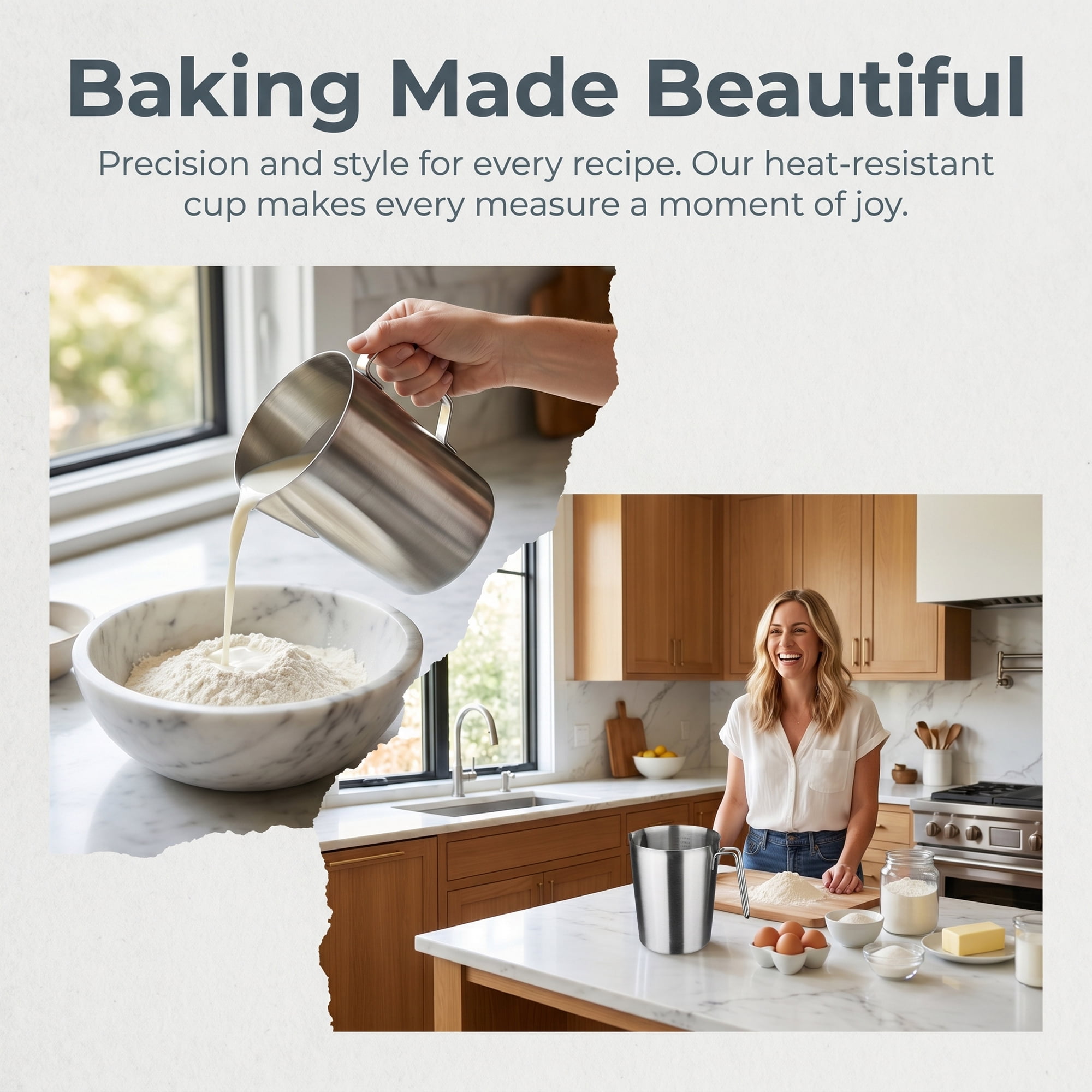 Unique Bargains Stainless Steel Measuring Cup for Kitchen Use Silver 2000ml