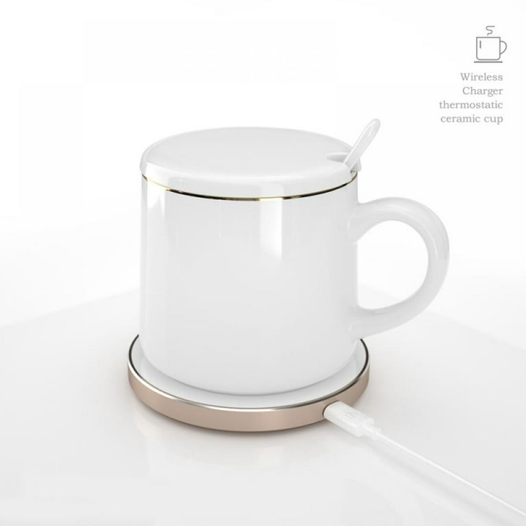 FIEESWARM Temperature Control Smart Mug, Coffee Mug Warmer with Mug for Desk Home Office, 4 HR Battery Life, 12 oz Self Heated Coffee Mug - Improved