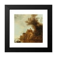 thumbnail image 2 of Anthonie Jansz. van der Croos 15x15 Black Modern Framed Museum Art Print Titled - A River Landscape with a Fortified Town and a Fishing Boat, 2 of 5