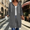 thumbnail image 2 of Hurxie Women Casual Zip up Fleece Hoodies Tunic Sweatshirt Long Jacket Oversized Hoodie with Pockets Full Zipper Hooded for Fall Winter, 2 of 6
