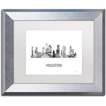 Trademark Fine Art 'Houston Texas Skyline WB-BW' Canvas Art by Marlene Watson, White Matte, Silver Frame