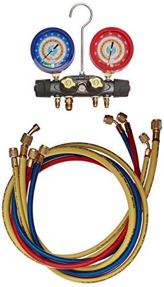 Yellow Jacket 49955 Titan 4-Valve Test & Charging Manifold, F/C, Psi, R-134A/404A/407C -F